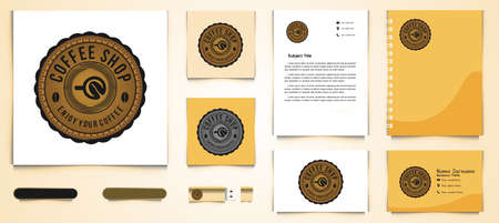 Coffee Shop Badge Logo and business card branding template Designs Inspiration, Vector Illustrationのイラスト素材