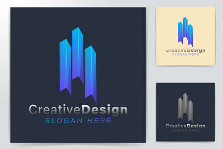 Town Building, Real Estate Logo Ideas. Inspiration logo design. Template Vector Illustration. Isolated On White Backgroundのイラスト素材