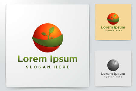 planet and leaf, eco Logo Inspiration isolated on white backgroundのイラスト素材