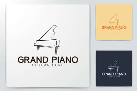 mono line piano, musical logo Designs Inspiration Isolated on White Backgroundのイラスト素材