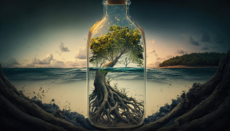 tree on the bottle, Ai Generated Imageの素材