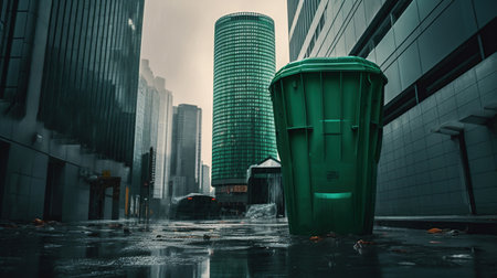 a large green trash, generated ai imageの素材