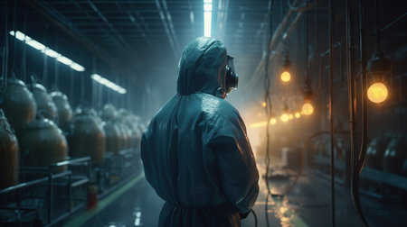 Working in chemicals production factory. , generated ai imageの素材
