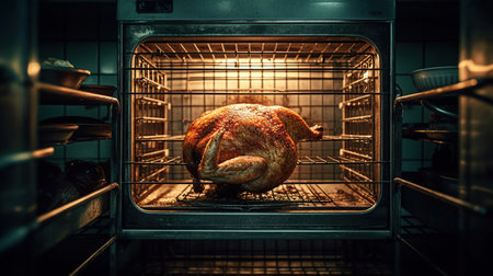 chicken in professional oven, generated ai imageの素材