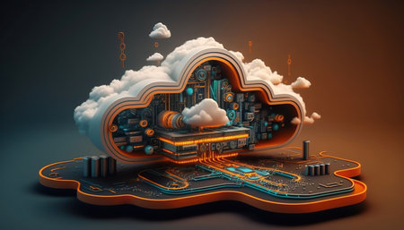 Cloud computing technology concept Ai Geneated Imageの素材