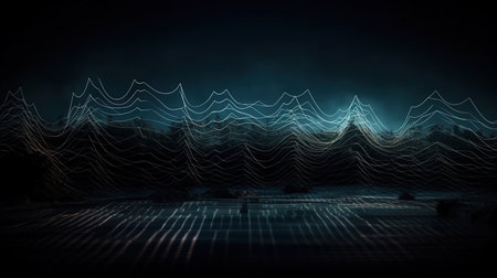 Dark grunge background with abstract lines silhouettes retro, Ai Generated Imageの素材
