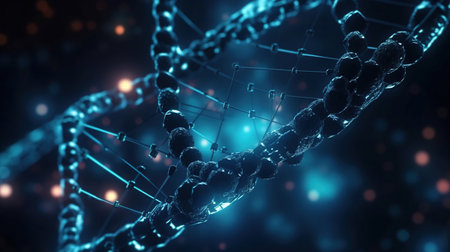 DNA helix and molecular structure. Science and technology concept with molecules background futuristic, Ai Generated Imageの素材