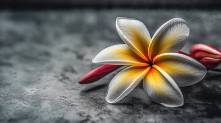 frangipani on grey background, generated ai imageの素材