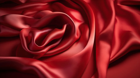 Realistic satin silk in red color, Ai Generated Imageの素材