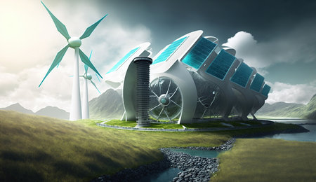 Renewable Energy.Environmental protection, renewable Ai Geneated Imageの素材