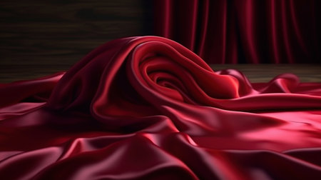 Realistic satin silk in red color, Ai Generated Imageの素材