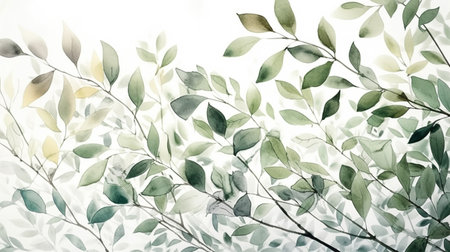 watercolor gentle small leaves, generated ai imageの素材