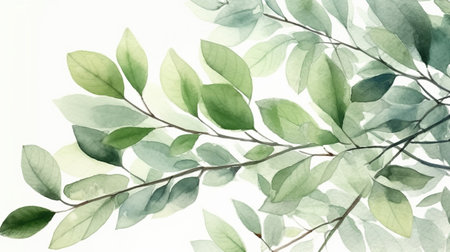 watercolor gentle small leaves, generated ai imageの素材
