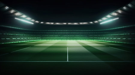 stadium illuminated by spotlights , AI Generatedの素材