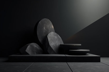 geometric rock shape podium AI Generated Imageの素材