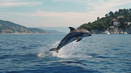 Dolphin jumping AI generated imageの素材