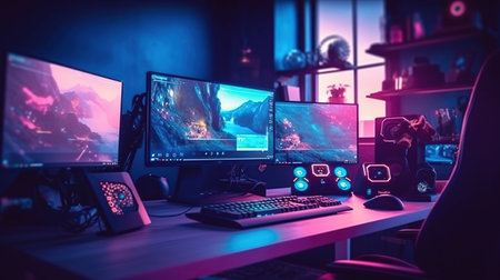 powerful computer gaming rig AI Generated Imageの素材