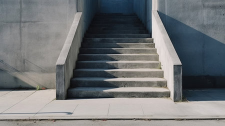Stairs. Gray concrete staircase AI generated imageの素材