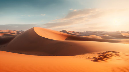 Sand dunes in the Sahara Desert, AI generated imageの素材