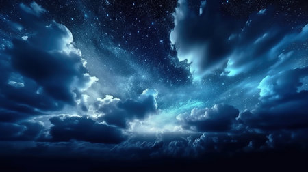 Black dark blue night sky. Stars. AI generated imageの素材