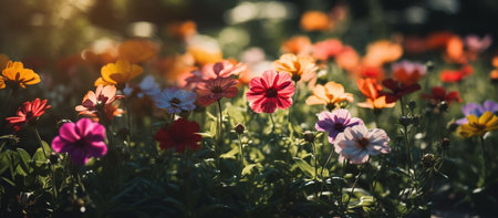 beautiful multicolored flowers ZÃ­nnia, AI Generated Imageの素材