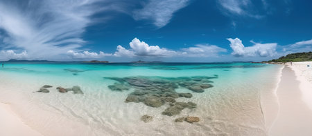 Beautiful beach with white sand, AI Generated Imageの素材