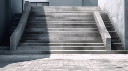 Stairs. Gray concrete staircase AI generated imageの素材