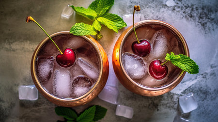 Cold cherry Moscow Mules AI generated imageの素材