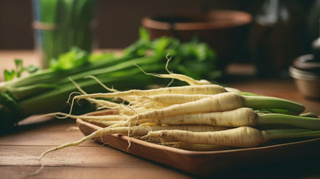 Raw Scorzonera or Spanish salsify AI generated imageの素材