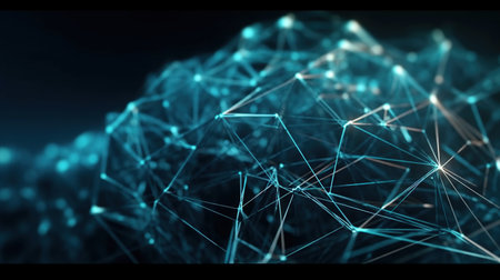 Abstract plexus blue geometrical shapes connection, Ai Generated Imageの素材