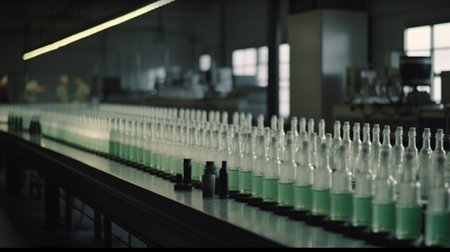 bottle manufacturing facility, generated ai imageの素材