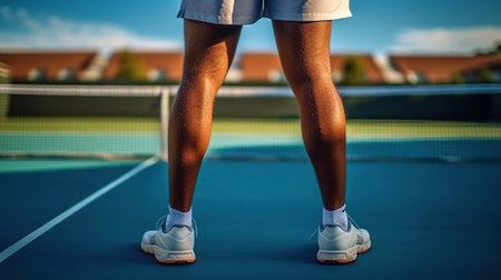 Back view of tennis player man. cropped photo of legs Generative AIの素材