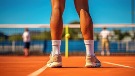 Back view of tennis player man. cropped photo of legs Generative AIの素材