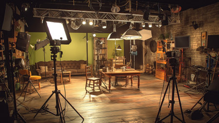 Studio video production lighting set. Generative AIの素材