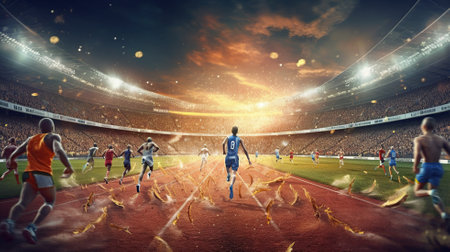 soccer stadium, running arena Generative AIの素材