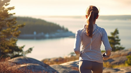 fitness woman jogging outdoors Generative AIの素材