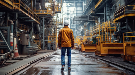 Industrial Engineer in Hard Hat Wearing Safety Jacket Generative AIの素材