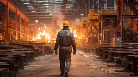 Industrial Engineer in Hard Hat Wearing Safety Jacket Generative AIの素材