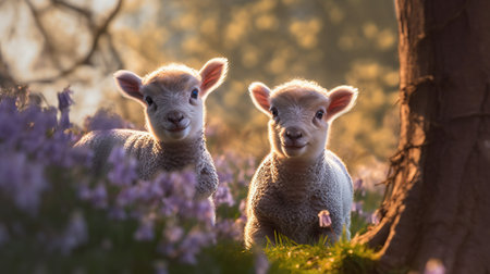lamb spring background Generative AIの素材