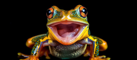 Tree frog, flying frog laughingGenerative AIの素材