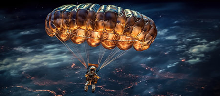 paratrooper in the night sky. Generative AIの素材