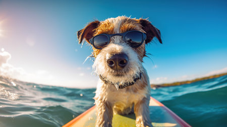 dog surfing Generative AIの素材