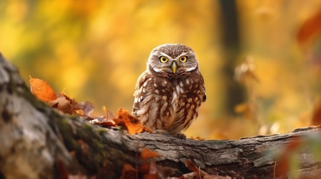 Little owl Bird in natural habitat Generative AIの素材