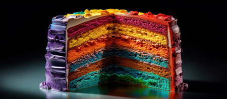 Cut rainbow cake, Generative AIの素材