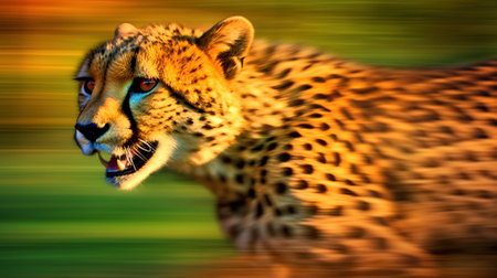 Cheetah in a motion blur Generative AIの素材