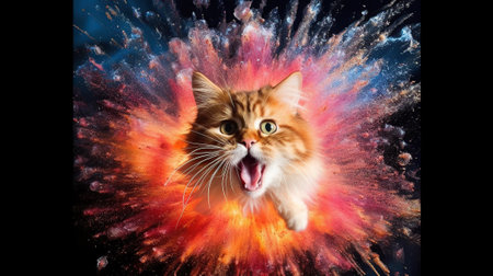 Cat exploding sand Generative AIの素材
