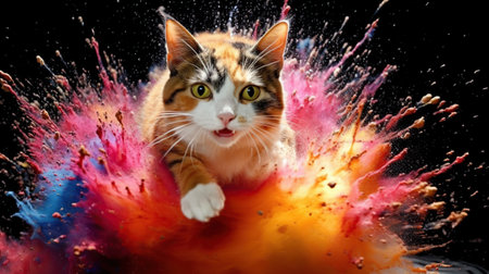 Cat exploding sand Generative AIの素材