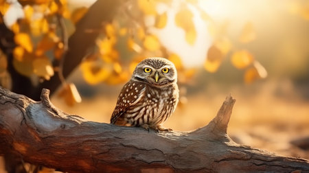 Little owl Bird in natural habitat Generative AIの素材