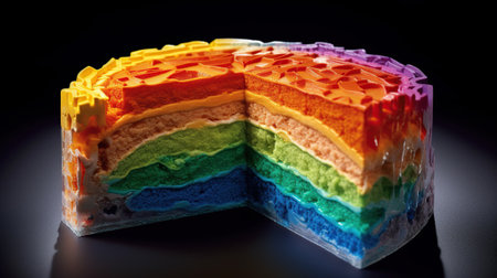 Cut rainbow cake, Generative AIの素材