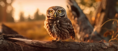 Little owl Bird in natural habitat Generative AIの素材